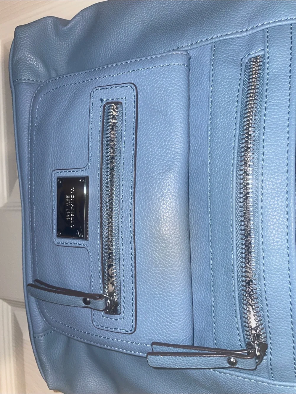 Tignanello Sky Blue Pebble Leather Shoulder Bag